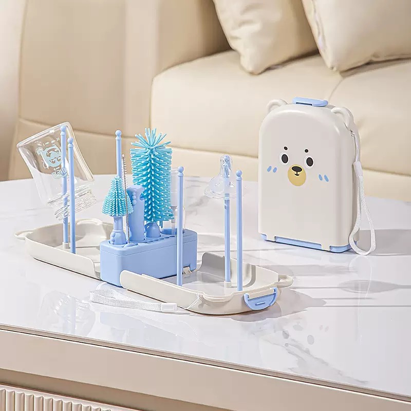 Baby Silicone Bottle Cleaning Brush with drying rack thumbnail