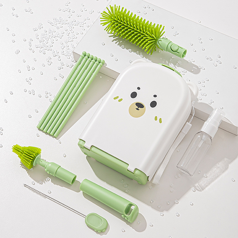 Baby Silicone Bottle Cleaning Brush with drying rack thumbnail