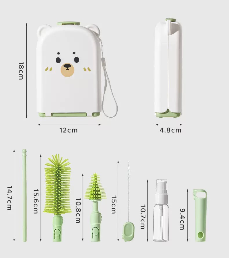 Baby Silicone Bottle Cleaning Brush with drying rack thumbnail