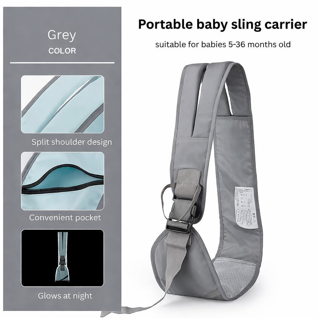 Baby Carrier Portable Sling type | Foldable Oxford Cloth Hip Seat | Anti-Slip Surface | Reflective Shoulder Strap | 5–36 Months | 25kg Capacity thumbnail