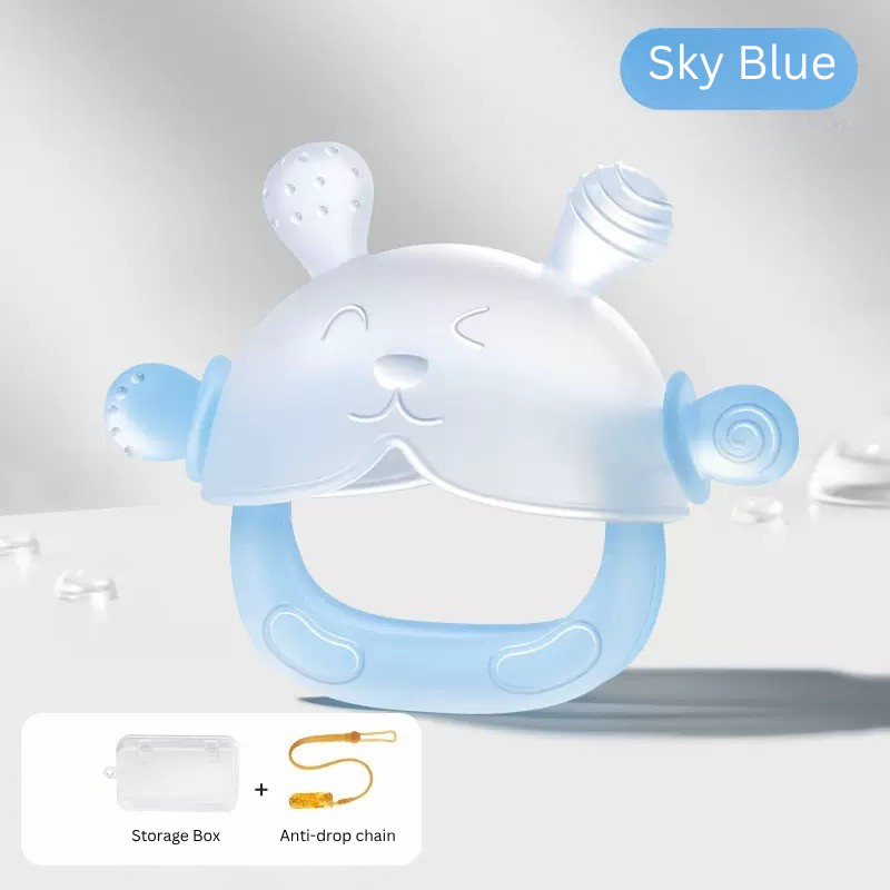 Baby Teether Anti-Gag Safety | Semi-Enclosed Design | 360° Protection | BPA Free | For Infants & Toddlers thumbnail