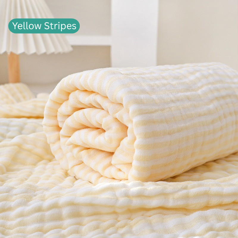 6-Layer Bamboo Cotton Baby Blanket | Ultra Soft & Absorbent Muslin Swaddle Blanket | Breathable Newborn Receiving Blanket | thumbnail
