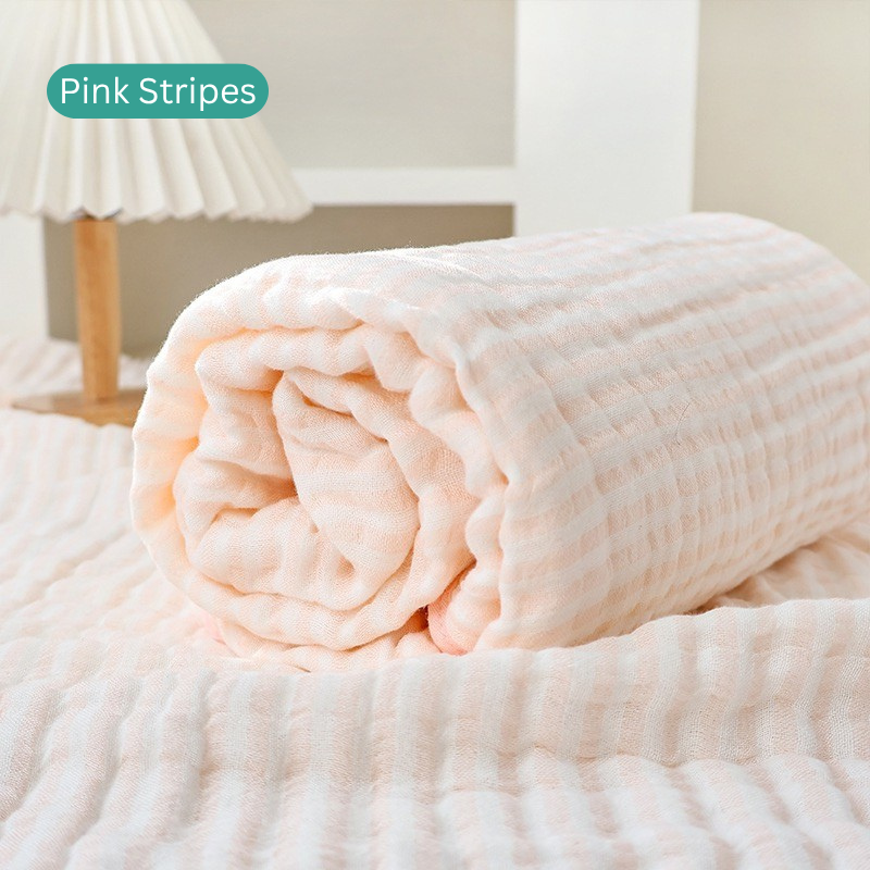 6-Layer Bamboo Cotton Baby Blanket | Ultra Soft & Absorbent Muslin Swaddle Blanket | Breathable Newborn Receiving Blanket | thumbnail