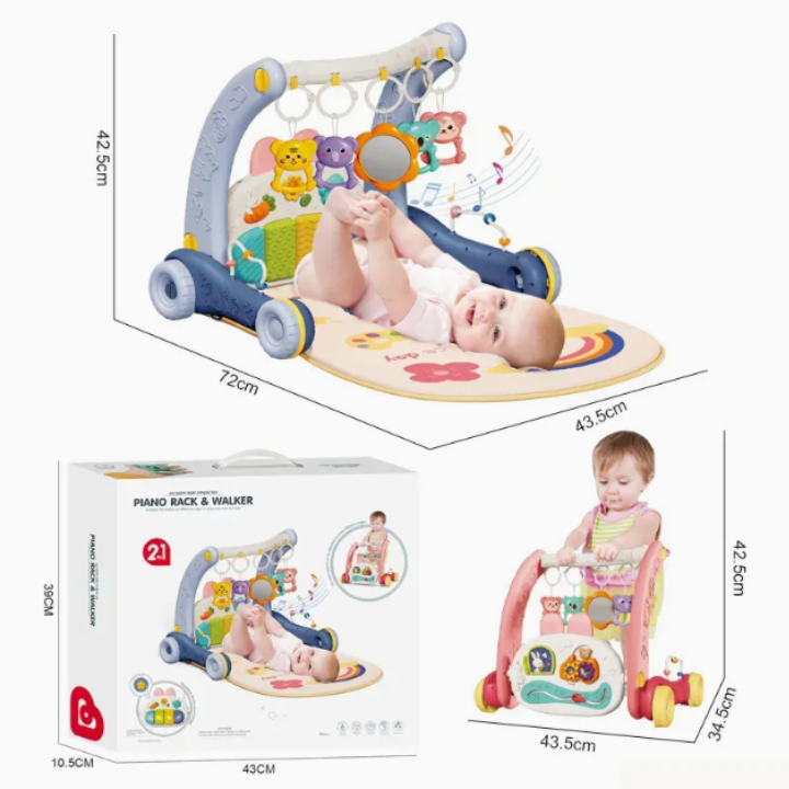 2-in-1 Piano Learning Walker Baby Play Gym Mat | Musical Activity Mat with Lights & Interactive Baby Toys thumbnail