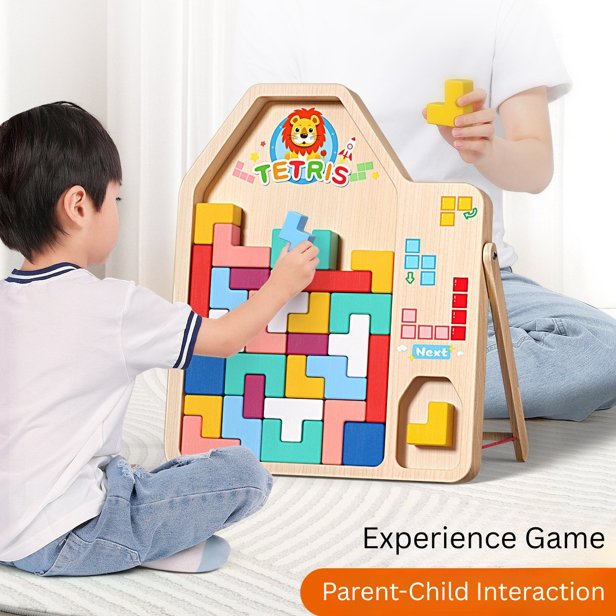 Wooden Tetris Puzzle Game for Kids | Colorful Block Matching Board | Montessori Brain Teaser Educational Toy | Parent Child Interactive Puzzle 3+ thumbnail