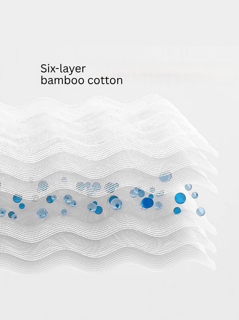 6-Layer Bamboo Cotton Baby Blanket | Ultra Soft & Absorbent Muslin Swaddle Blanket | Breathable Newborn Receiving Blanket | thumbnail