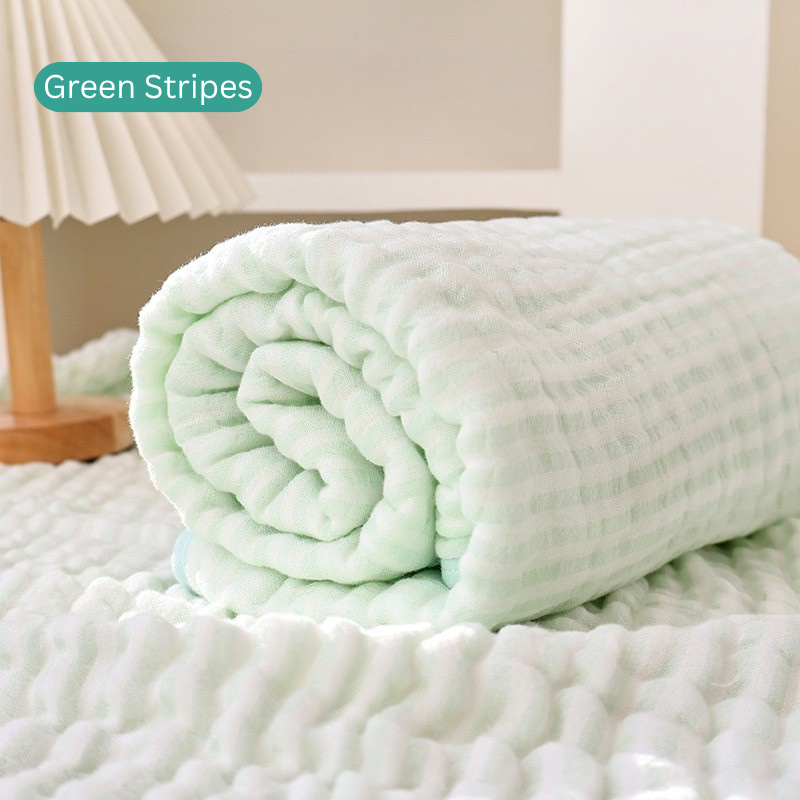 6-Layer Bamboo Cotton Baby Blanket | Ultra Soft & Absorbent Muslin Swaddle Blanket | Breathable Newborn Receiving Blanket | thumbnail