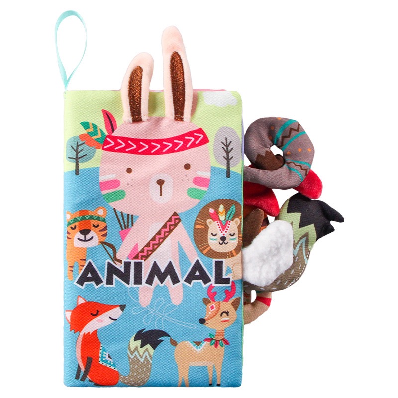 Colorful Animal Tails Baby Cloth Book | Soft Sensory Touch & Feel Book for Babies & Toddlers | Early Learning Crinkle Activity Book thumbnail
