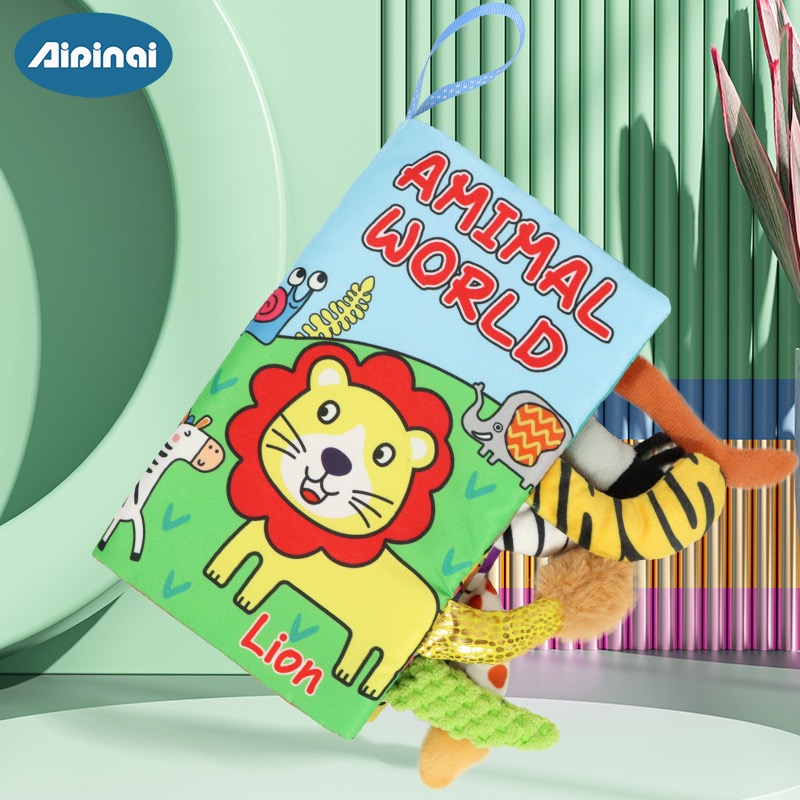 Colorful Animal Tails Baby Cloth Book | Soft Sensory Touch & Feel Book for Babies & Toddlers | Early Learning Crinkle Activity Book thumbnail