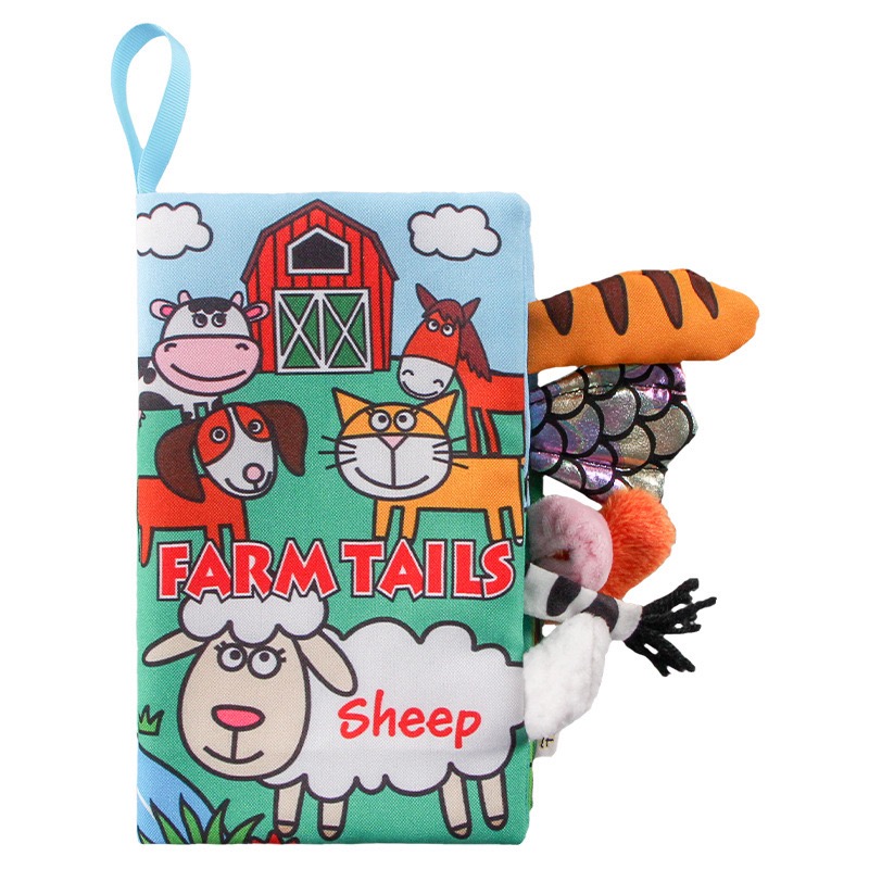 Colorful Animal Tails Baby Cloth Book | Soft Sensory Touch & Feel Book for Babies & Toddlers | Early Learning Crinkle Activity Book thumbnail