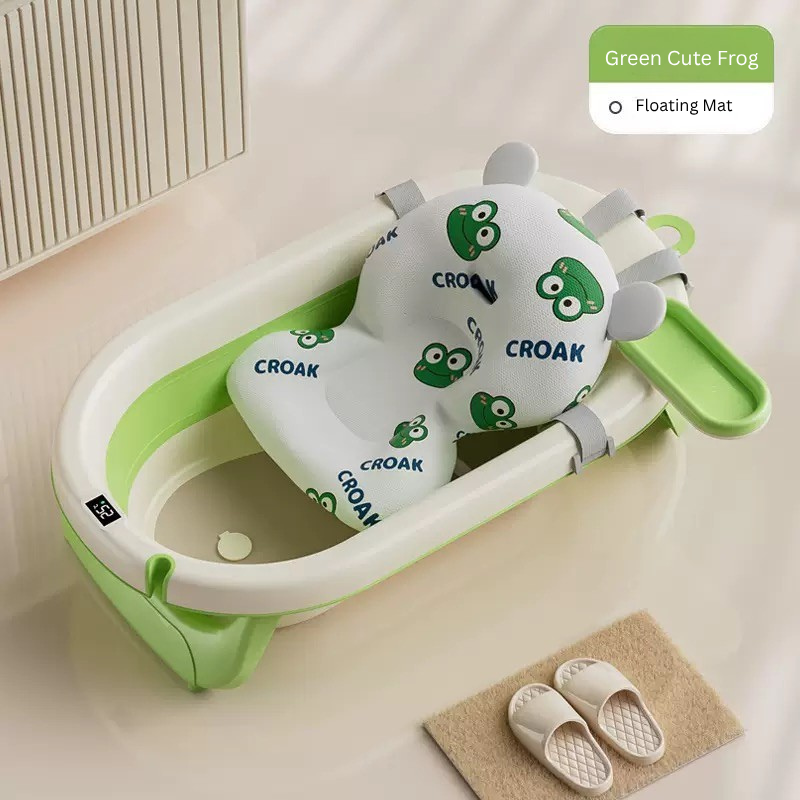 Large Foldable Infant Bath Tub | Touch-Sensitive Temperature Sensing | Antibacterial & Mold-Resistant Baby Bathing Tub | Lychee Green