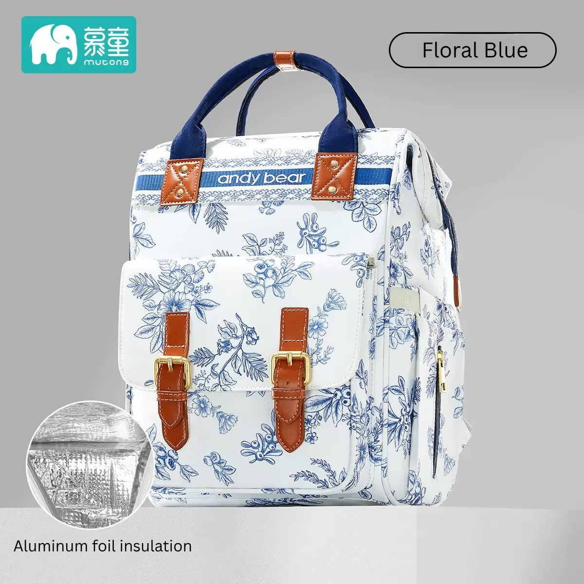 Andy Bear Multifunctional Mommy Bag | Large Capacity Baby Diaper Backpack | Insulated Bottle Pockets, Wet Clothes Compartment & Stroller Straps | Waterproof Travel Baby Bag thumbnail