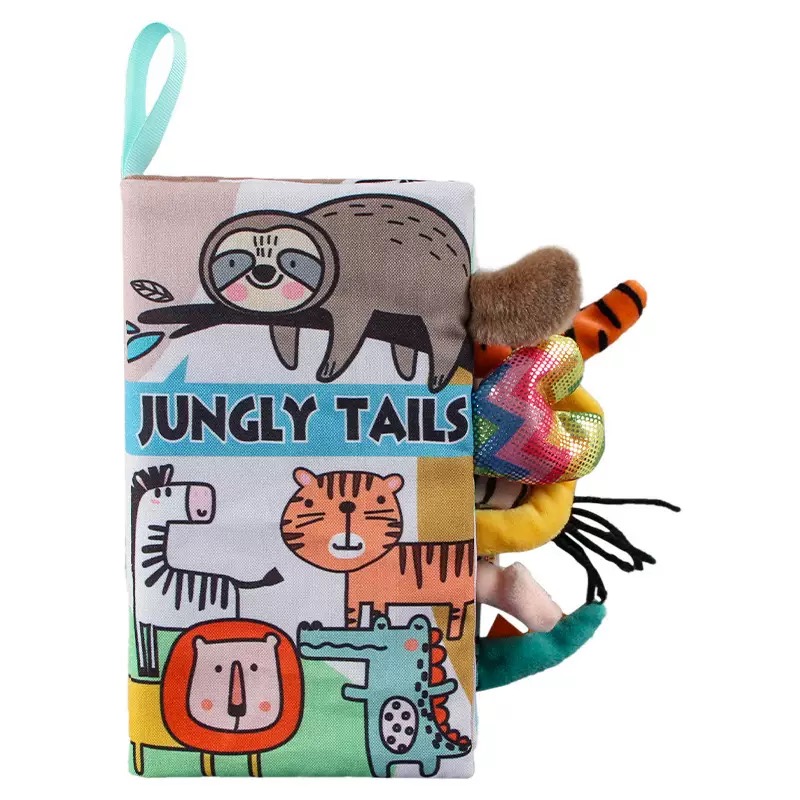 Colorful Animal Tails Baby Cloth Book | Soft Sensory Touch & Feel Book for Babies & Toddlers | Early Learning Crinkle Activity Book thumbnail