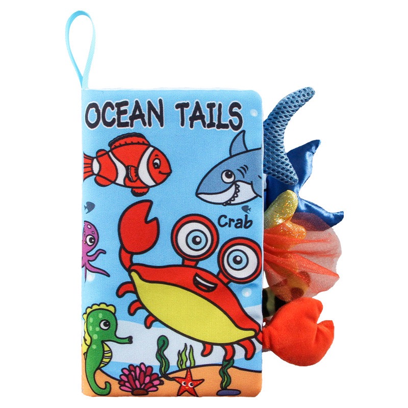 Colorful Animal Tails Baby Cloth Book | Soft Sensory Touch & Feel Book for Babies & Toddlers | Early Learning Crinkle Activity Book thumbnail