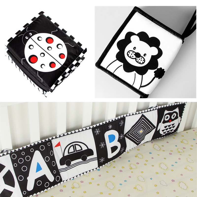 Black & White Baby Cloth Book | High Contrast Sensory Soft Book for Newborns | Early Visual Development & Crinkle Activity Toy