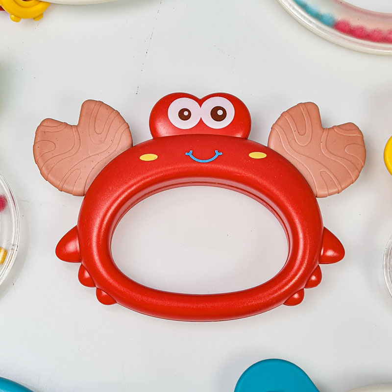 4PCS Baby Rattle Set | Crab, Owl, Lion & Elephant Animal Rattles | Colorful Handheld Sensory Toys for Newborns & Infants thumbnail