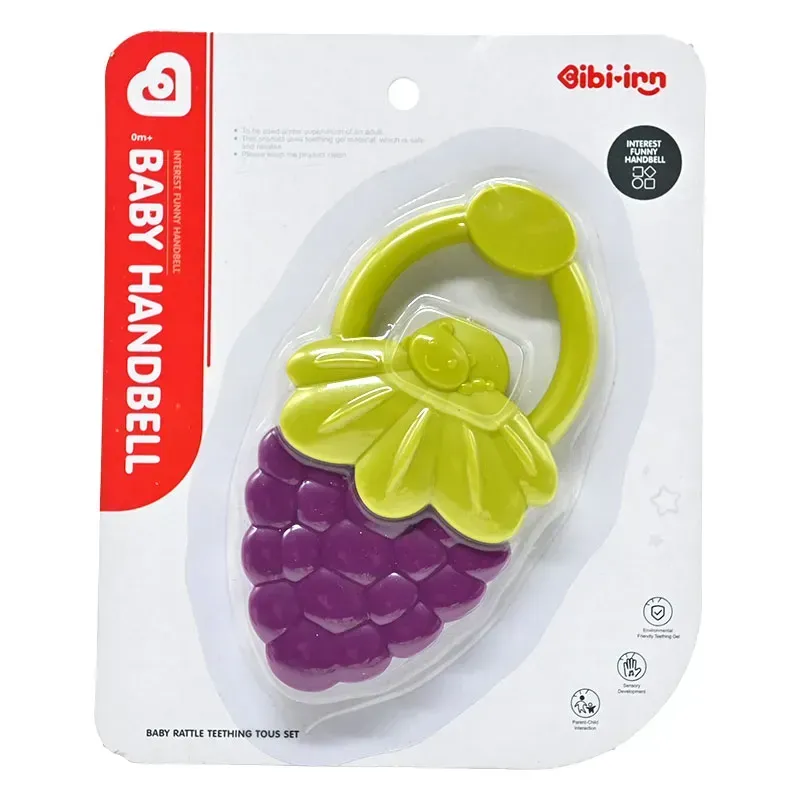 Baby Teether | Maize & Grape Design Soft Teething Toy | Ergonomic Ring Holder Gum Massager | Sensory & Fine Motor Development thumbnail