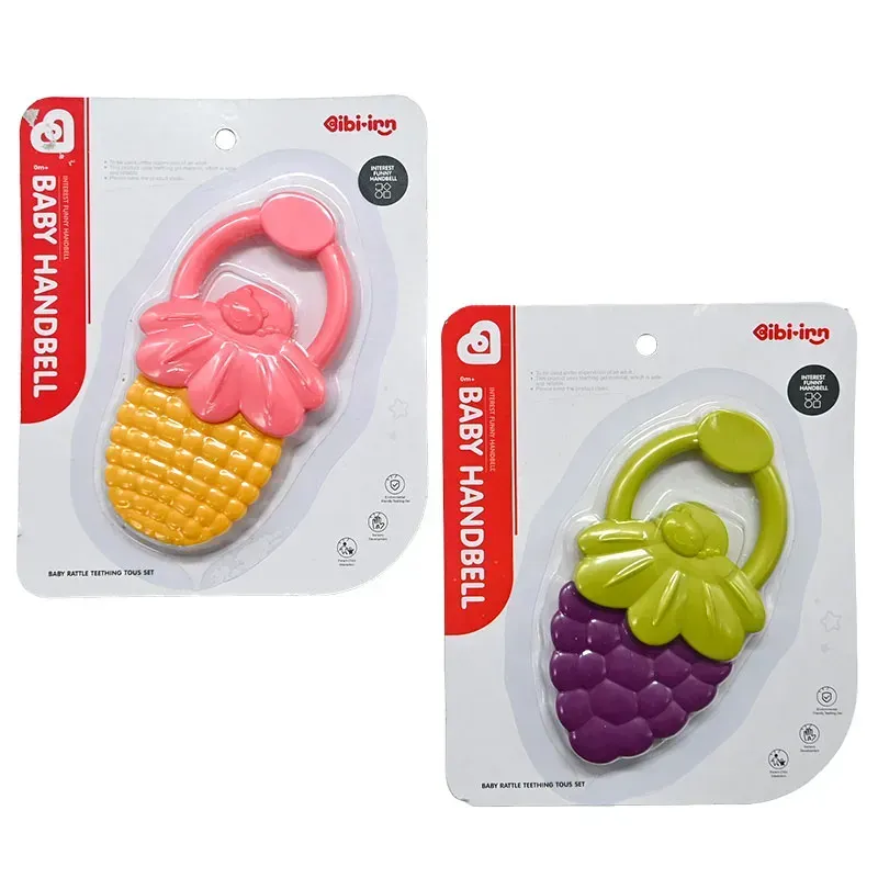 Baby Teether | Maize & Grape Design Soft Teething Toy | Ergonomic Ring Holder Gum Massager | Sensory & Fine Motor Development