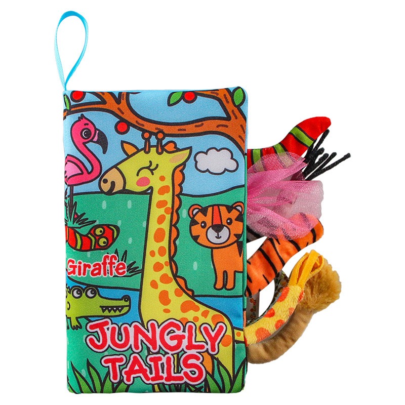 Colorful Animal Tails Baby Cloth Book | Soft Sensory Touch & Feel Book for Babies & Toddlers | Early Learning Crinkle Activity Book thumbnail