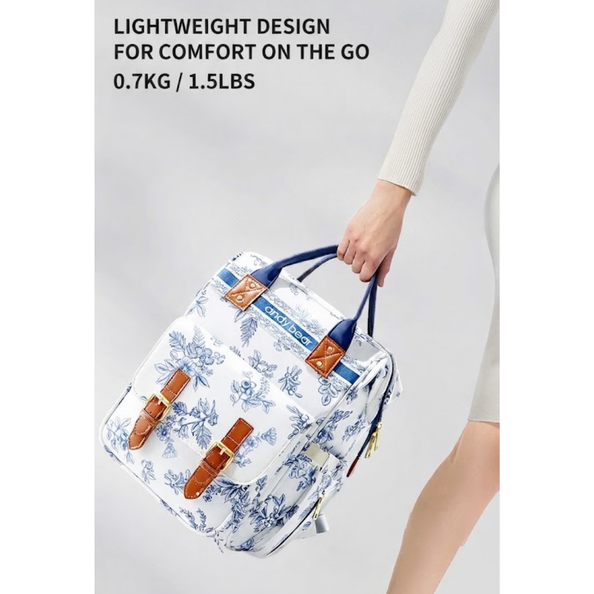 Andy Bear Multifunctional Mommy Bag | Large Capacity Baby Diaper Backpack | Insulated Bottle Pockets, Wet Clothes Compartment & Stroller Straps | Waterproof Travel Baby Bag thumbnail