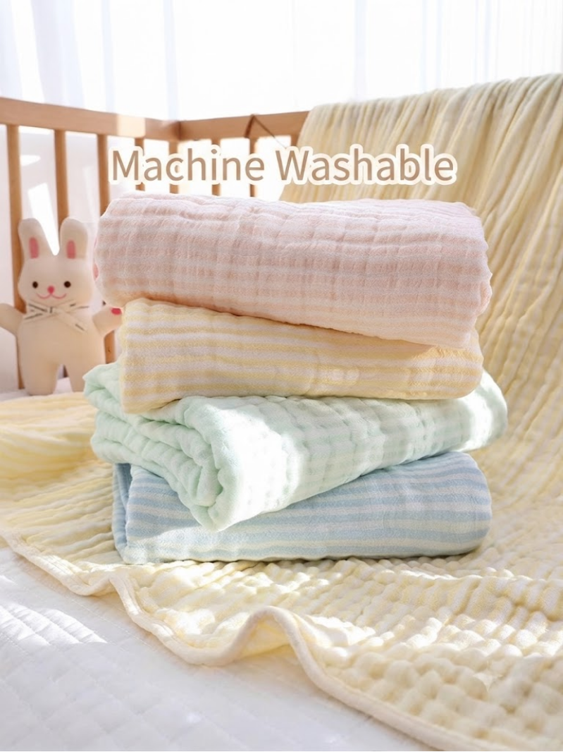 6-Layer Bamboo Cotton Baby Blanket | Ultra Soft & Absorbent Muslin Swaddle Blanket | Breathable Newborn Receiving Blanket | thumbnail
