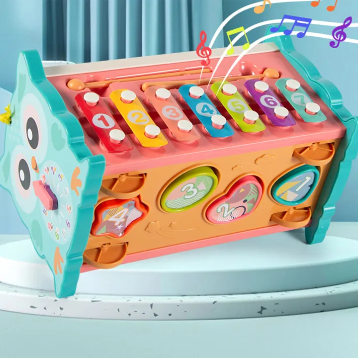 8-in-1 Magic Box Educational Toy | Hammering, Magnetic Fishing, Xylophone, Moving Gears & Learning Clock | Montessori Activity Toy for Kids thumbnail