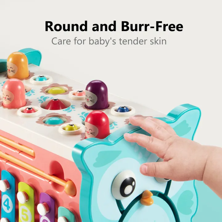 8-in-1 Magic Box Educational Toy | Hammering, Magnetic Fishing, Xylophone, Moving Gears & Learning Clock | Montessori Activity Toy for Kids thumbnail