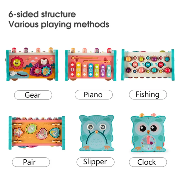 8-in-1 Magic Box Educational Toy | Hammering, Magnetic Fishing, Xylophone, Moving Gears & Learning Clock | Montessori Activity Toy for Kids thumbnail