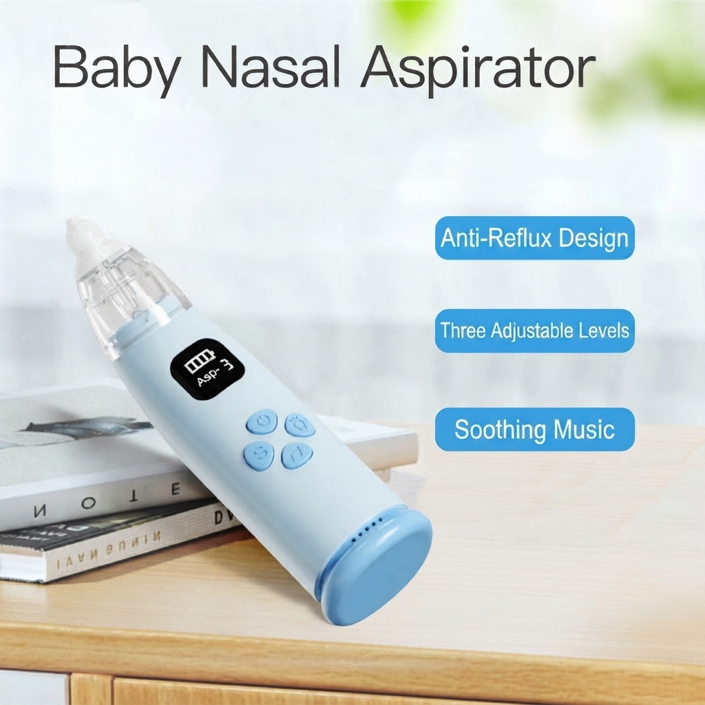 Baby Electric Nasal Aspirator | 3-Speed USB Rechargeable Nose Cleaner | Anti-Backflow Baby Nasal Suction Device with Food-Grade Silicone Tips