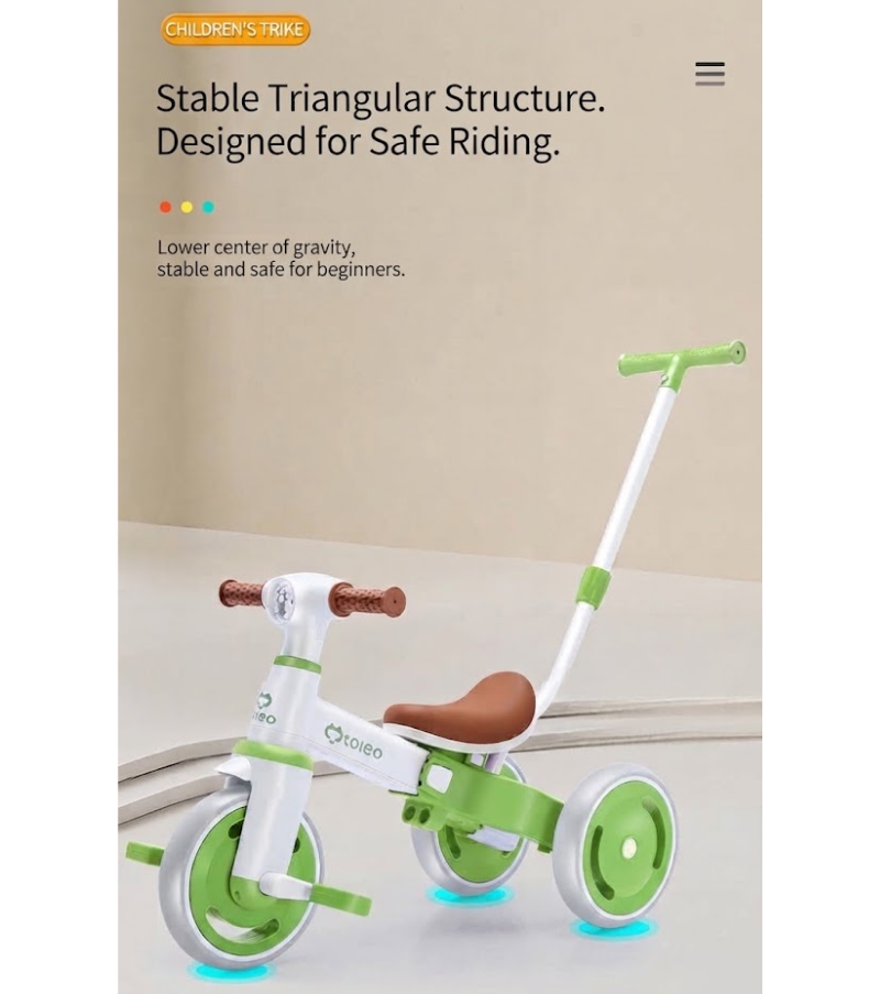 Baby Tricycle Balance Bike & Slide Ride-On | Convertible Toddler Bicycle with Detachable Pedals | Non-Slip Wheels | thumbnail