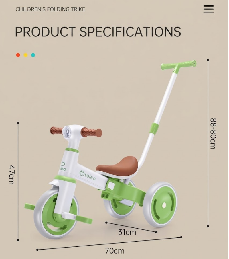 Baby Tricycle Balance Bike & Slide Ride-On | Convertible Toddler Bicycle with Detachable Pedals | Non-Slip Wheels | thumbnail